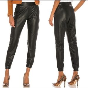 Commando Sz XL Faux Leather Joggers Pants Black Pockets